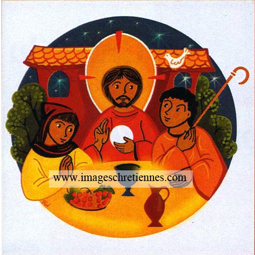 icône représentant le Christ avec les disciples d'Emmaus