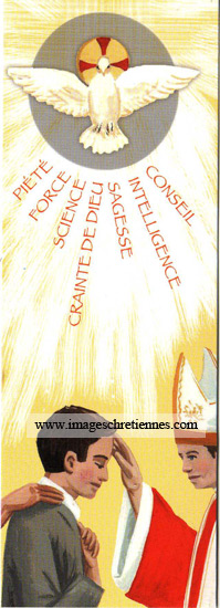 image de confirmation. Les sept dons de l'Esprit Saint avec imposition des mains
