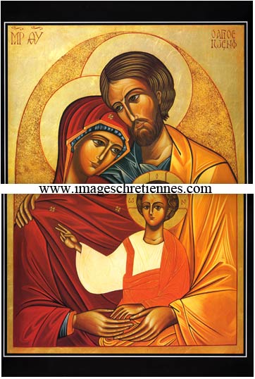 Poster d'une icone de la Sainte Famille Jésus Marie et Joseph