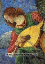 carte de voeux : ange musicien fresque romaine 