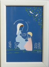 Plaquette  Saint Patron Sainte Florine : maman et petite fille