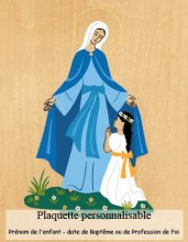 icône naïve représentant Marie accueillant la prière d'une petite fille