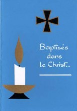 carte de bapteme a personnaliser - bougie et croix sur fond bleu