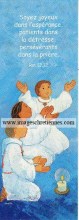 signet souvenir baptême, communion et profession de foi : enfants avec une aube blanche en prière