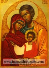 carte postale reproduction d'une icône de la Sainte Famille