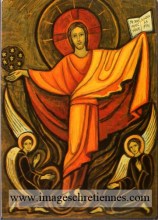 icône naïve représentant le Christ de l'Ascension