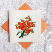 carte double bouquet de fleurs oranges en quilling