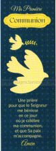 signet de premiere communion bleu avec colombe jaune