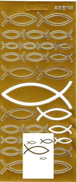 Stickers ichtus dorés 3 cm et 4 cm